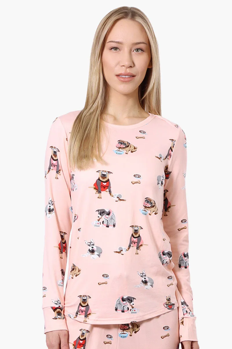 Canada Weather Gear Dog Pattern Pajama Top - Pink sold by Fairweather