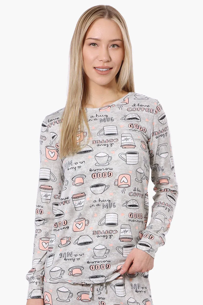 Canada Weather Gear Coffee Pattern Pajama Top - Grey sold by Fairweather
