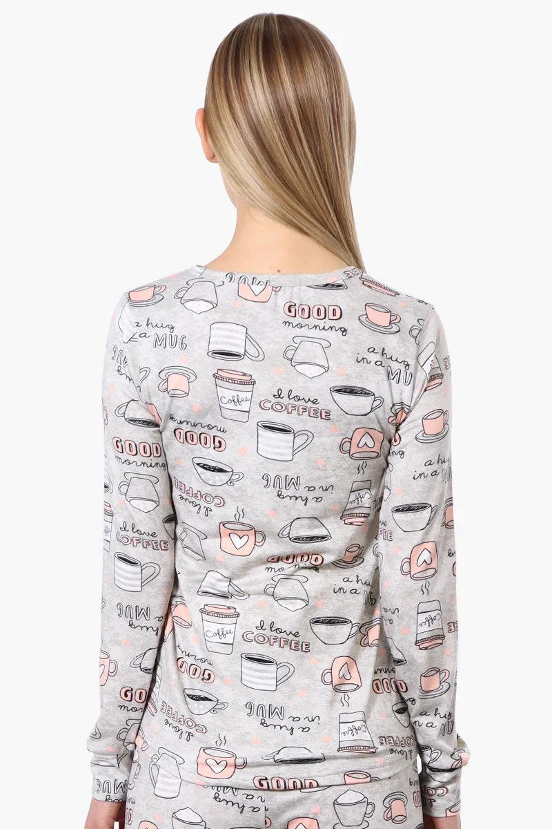 Canada Weather Gear Coffee Pattern Pajama Top - Grey sold by Fairweather product image thumbnail 3