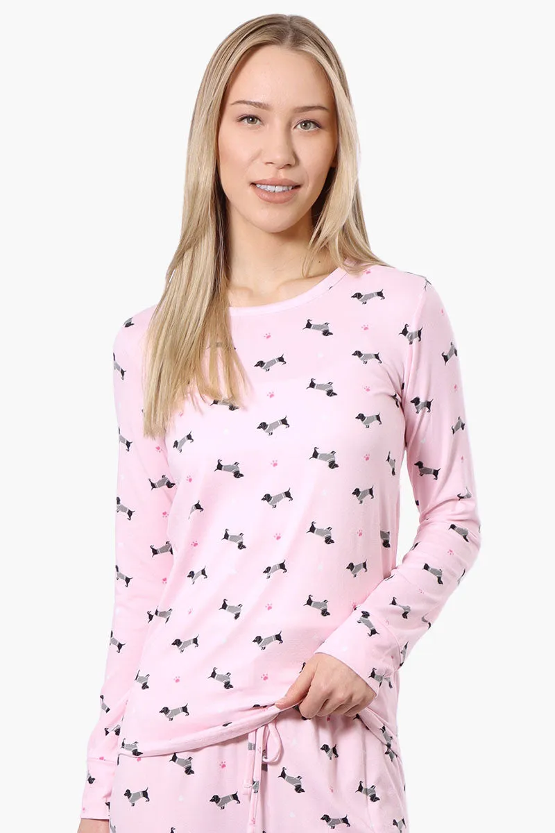 Canada Weather Gear Dachshund Pattern Pajama Top - Pink sold by Fairweather