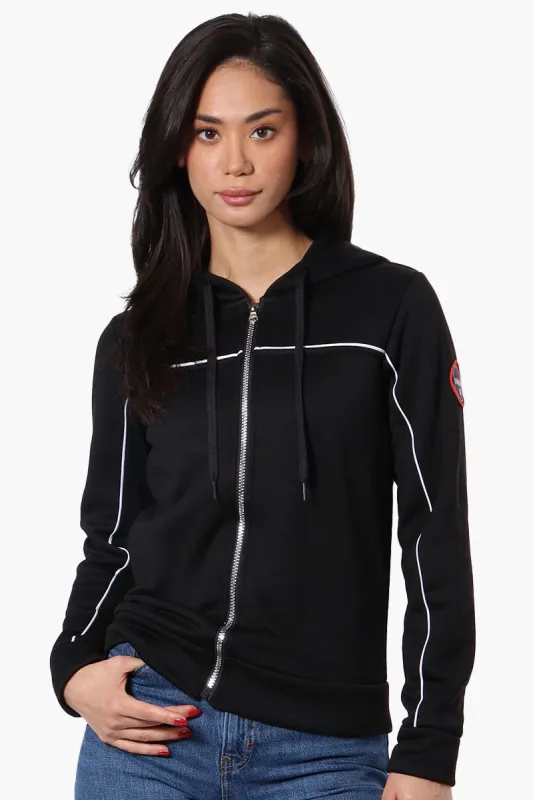 Fahrenheit Piping Detail Zip Up Hoodie - Black sold by Fairweather