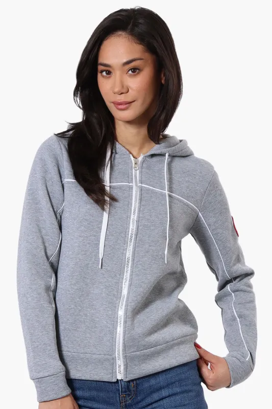 Fahrenheit Piping Detail Zip Up Hoodie - Grey sold by Fairweather
