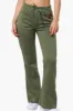 Fahrenheit Tie Waist Flared Sweatpants - Olive sold by Fairweather