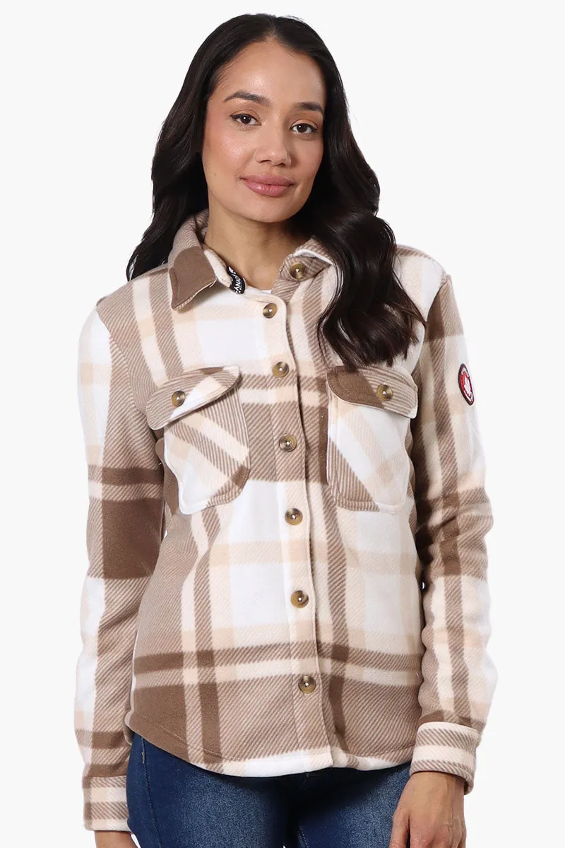 Canada Weather Gear Plaid Fleece Button Up Lightweight Jacket - Cream sold by Fairweather