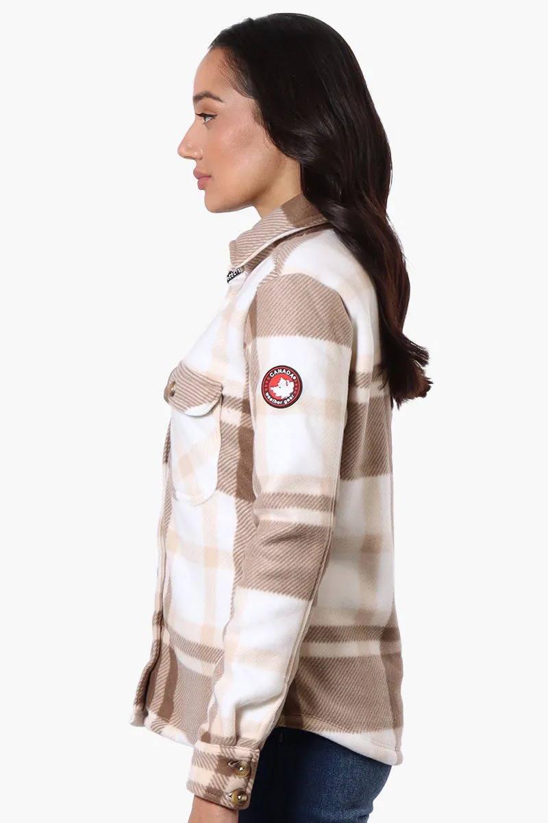 Canada Weather Gear Plaid Fleece Button Up Lightweight Jacket - Cream sold by Fairweather product image thumbnail 2
