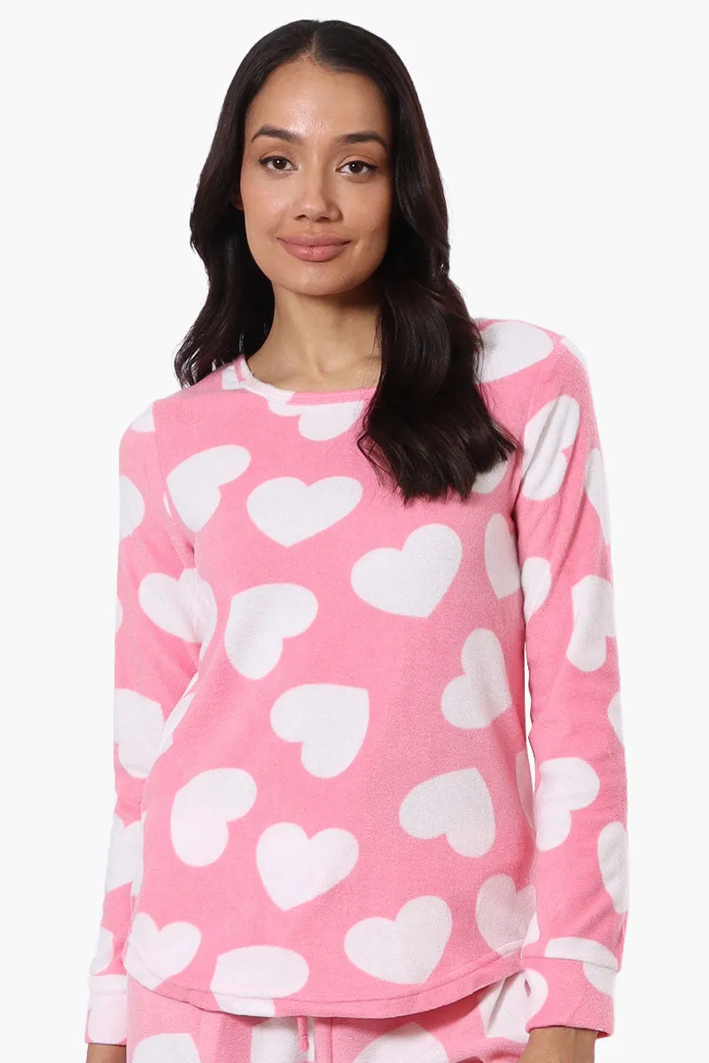 Canada Weather Gear Heart Pattern Pajama Top - Pink sold by Fairweather