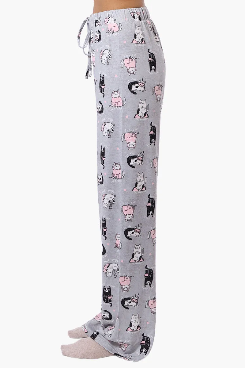 Canada Weather Gear Cat Pattern Wide Leg Pajama Pants - Grey sold by Fairweather product image thumbnail 2