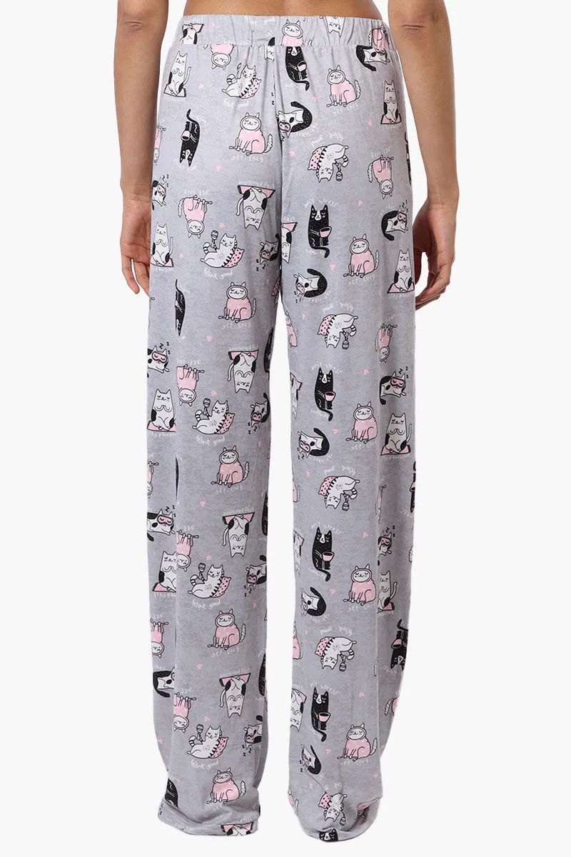 Canada Weather Gear Cat Pattern Wide Leg Pajama Pants - Grey sold by Fairweather product image thumbnail 3