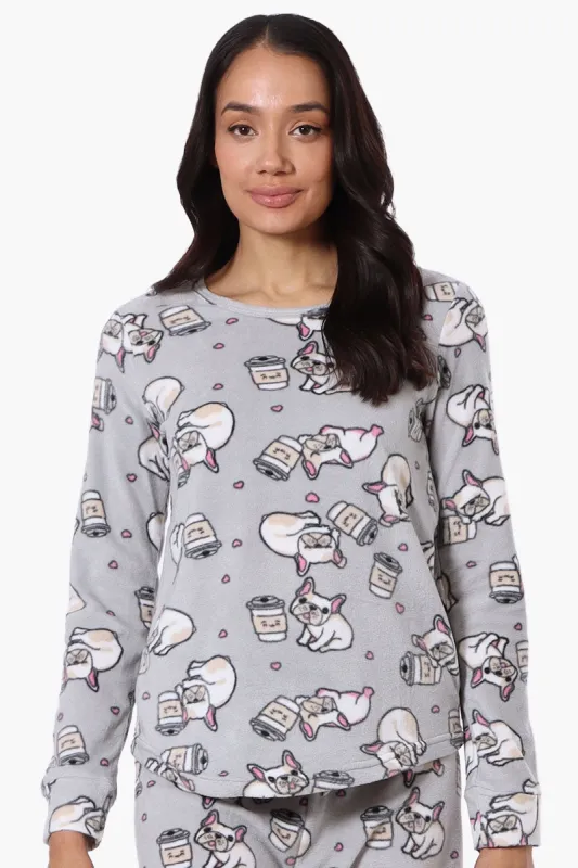 Canada Weather Gear Dog Pattern Pajama Top - Grey sold by Fairweather