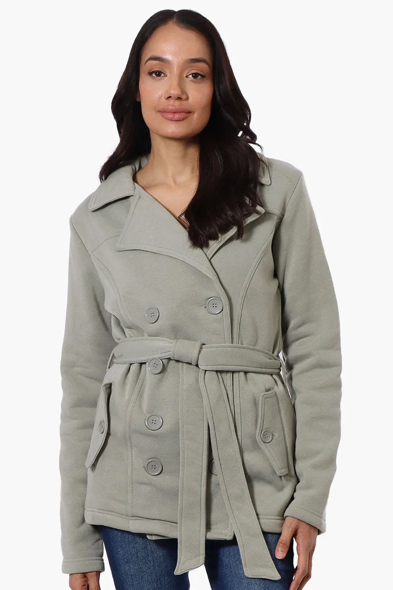 Fahrenheit Belted Double Breasted Lightweight Jacket - Olive sold by Fairweather