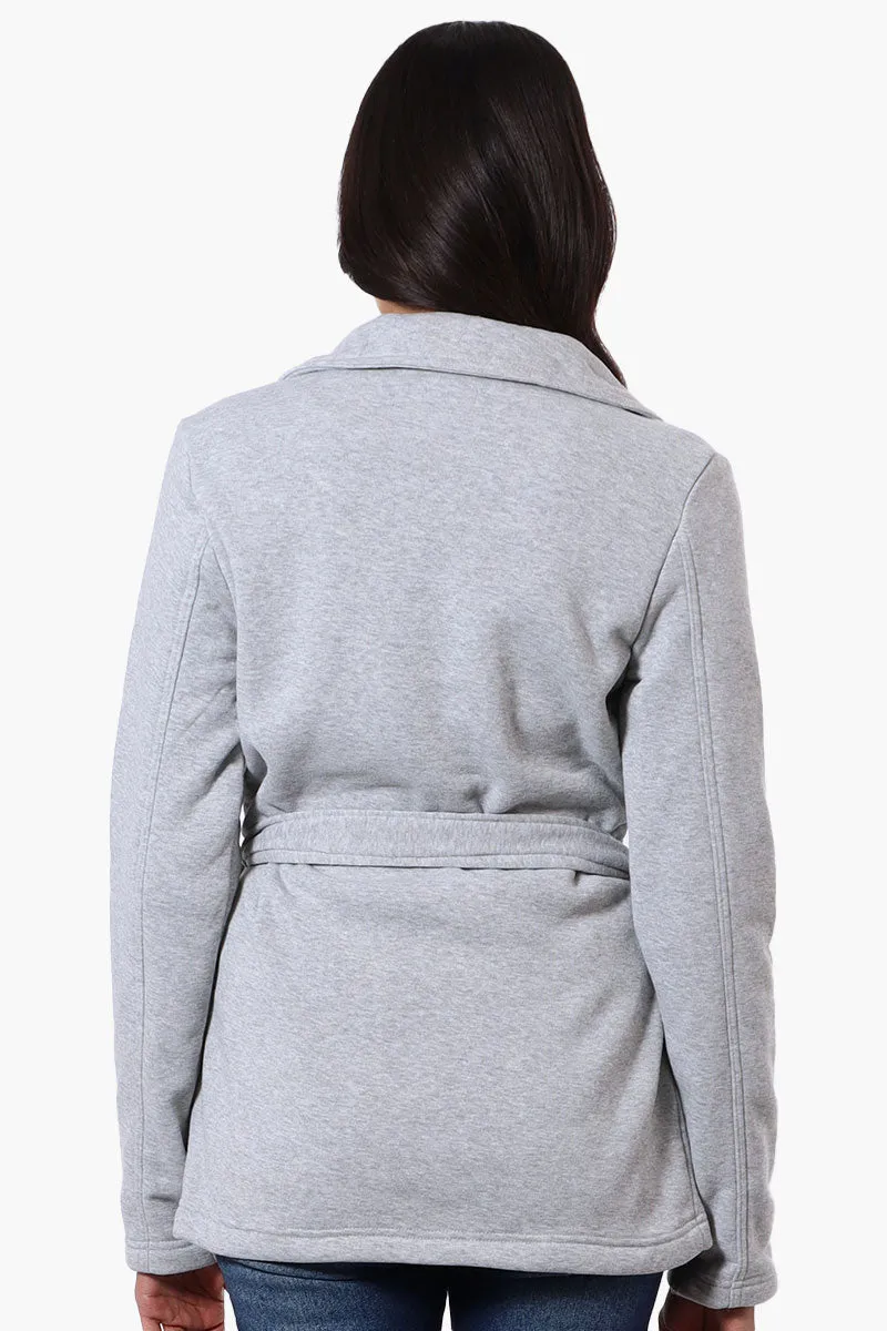 Fahrenheit Belted Double Breasted Lightweight Jacket - Grey sold by Fairweather product image thumbnail 3