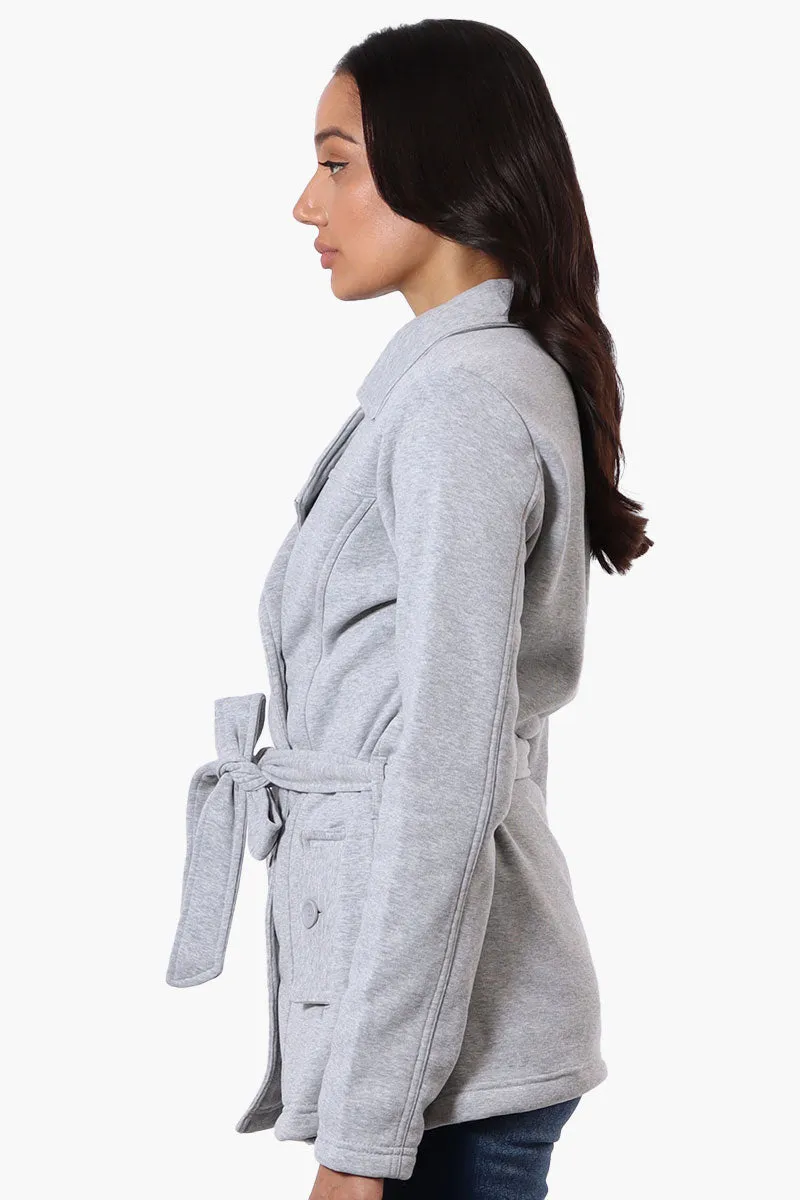 Fahrenheit Belted Double Breasted Lightweight Jacket - Grey sold by Fairweather product image thumbnail 2