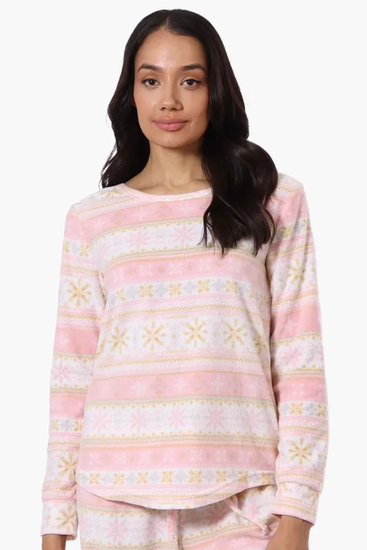 Canada Weather Gear Festive Pattern Pajama Top - Blush sold by Fairweather