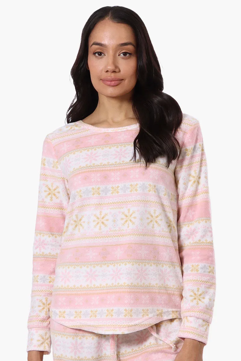 Canada Weather Gear Festive Pattern Pajama Top - Blush sold by Fairweather