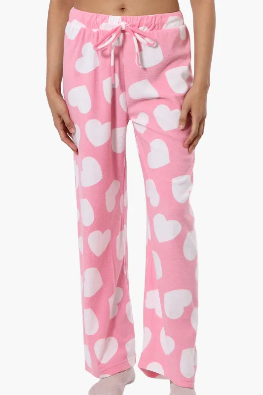 Canada Weather Gear Heart Pattern Wide Leg Pajama Pants - Pink sold by Fairweather
