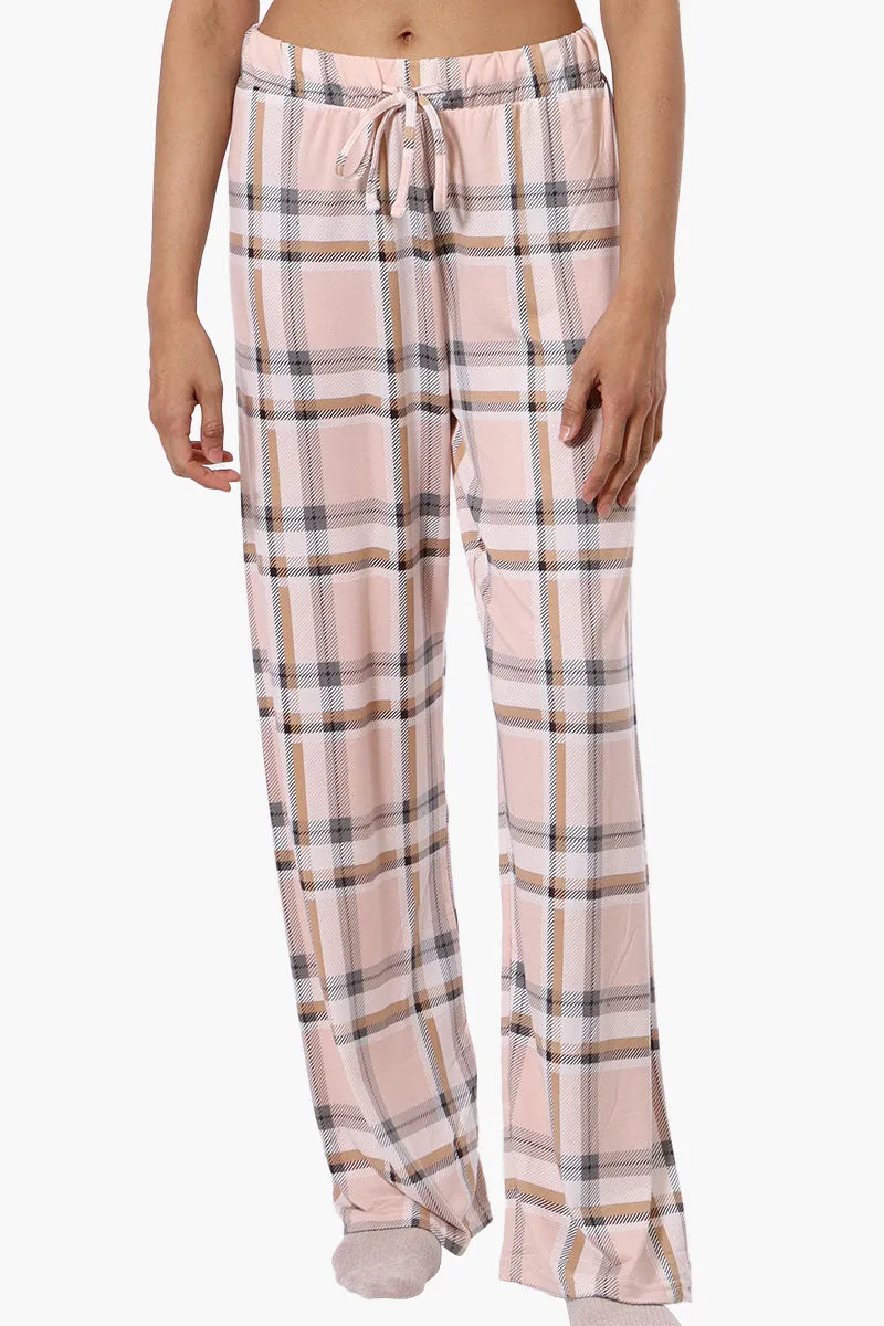 Canada Weather Gear Plaid Wide Leg Pajama Pants - Peach sold by Fairweather