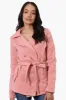 Fahrenheit Belted Double Breasted Lightweight Jacket - Pink sold by Fairweather
