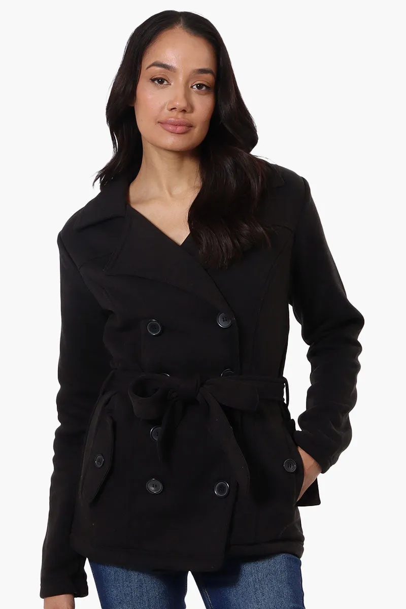 Fahrenheit Belted Double Breasted Lightweight Jacket - Black sold by Fairweather