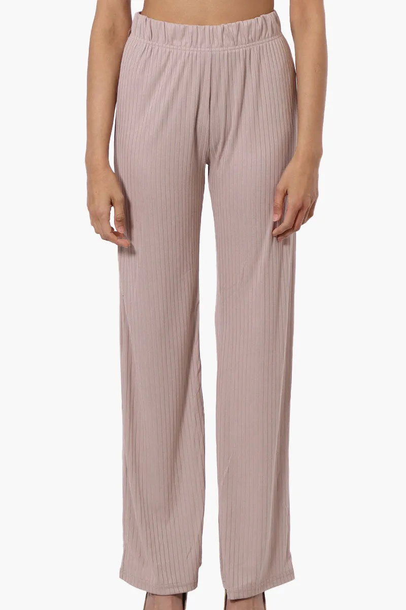 Majora Ribbed Wide Leg Pants - Beige sold by Fairweather
