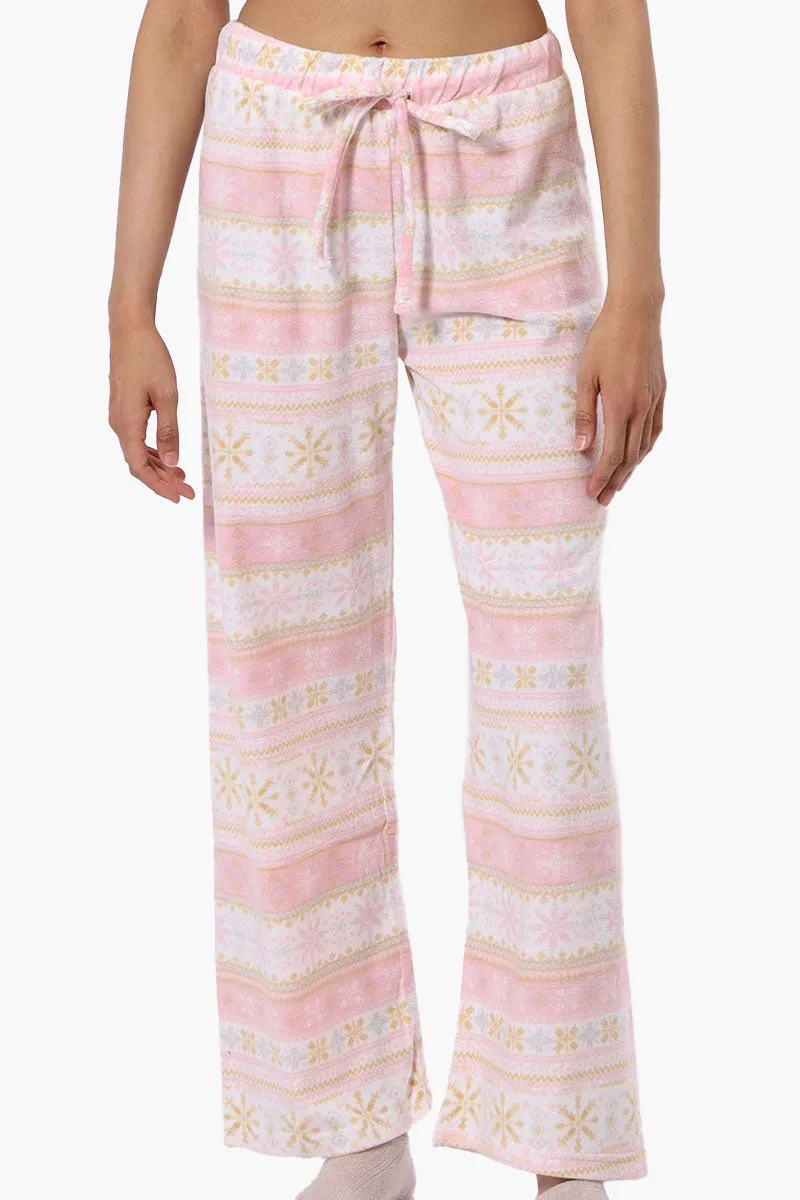 Canada Weather Gear Festive Pattern Wide Leg Pajama Pants - Blush sold by Fairweather