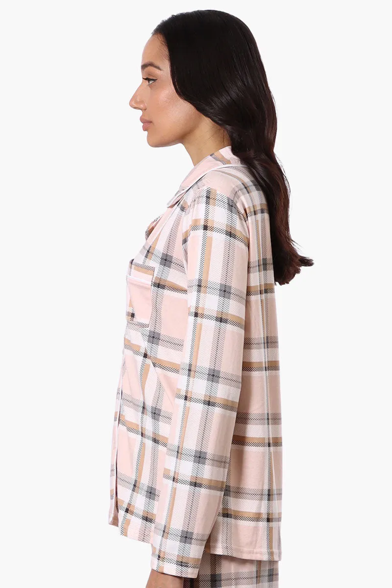 Canada Weather Gear Plaid Button Down Pajama Top - Peach sold by Fairweather product image thumbnail 2