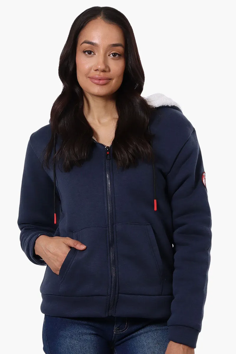Sherpa Lined Zip Up Lightweight Jacket - Navy sold by Fairweather