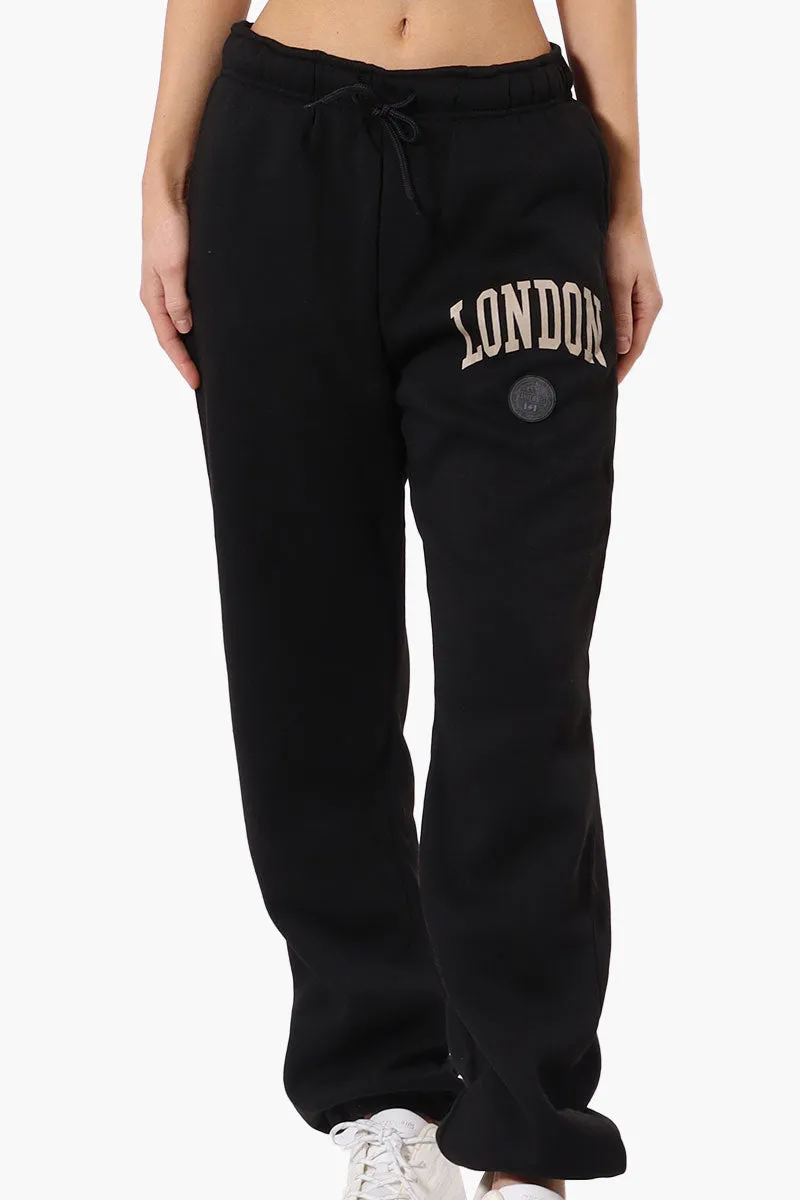 Fahrenheit London Print Fleece Joggers - Black sold by Fairweather