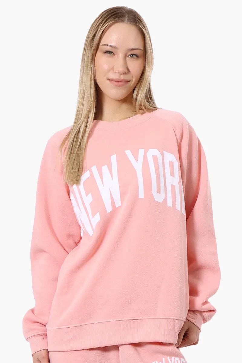 London Print Fleece Crewneck Sweatshirt - Pink sold by Fairweather