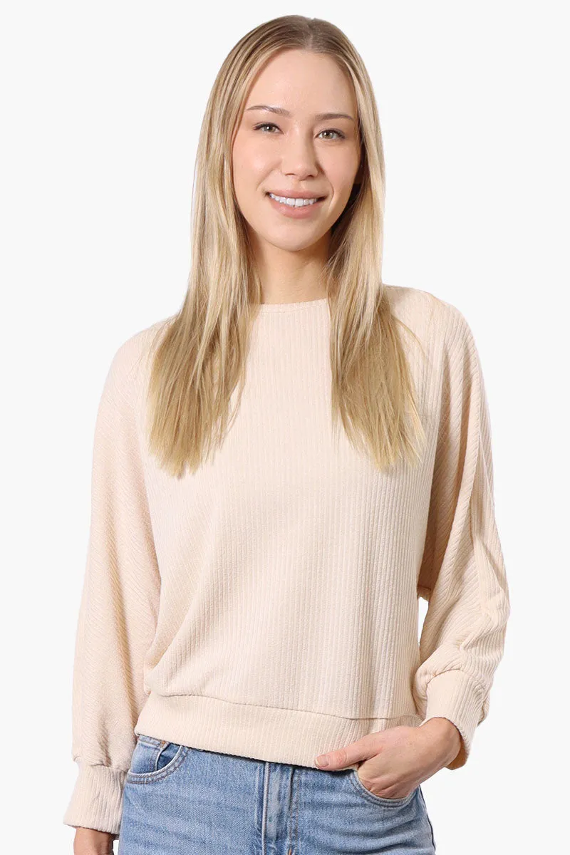 International INC Company Ribbed Button Back Detail Pullover Sweater - Cream sold by Fairweather