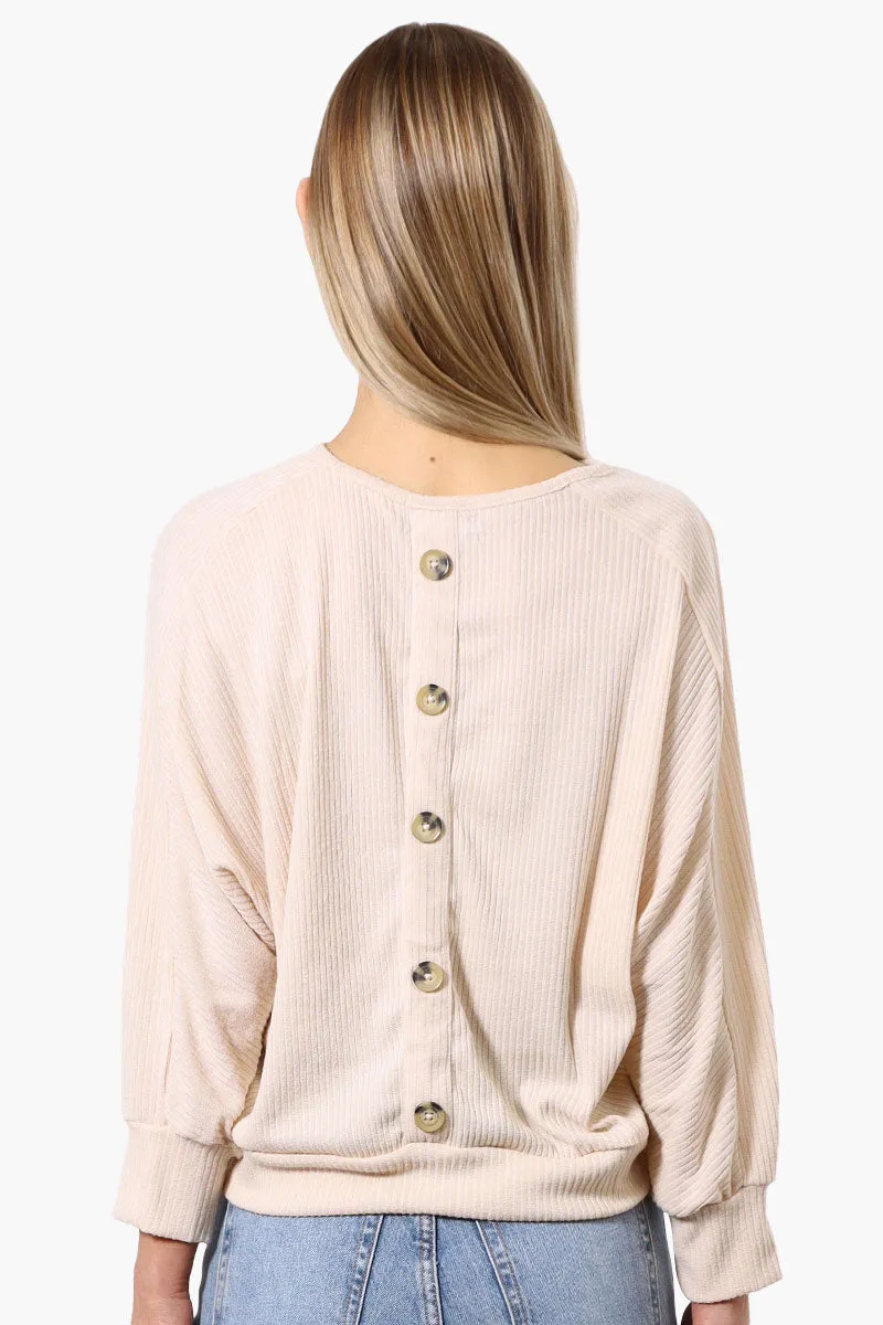 International INC Company Ribbed Button Back Detail Pullover Sweater - Cream sold by Fairweather product image thumbnail 3