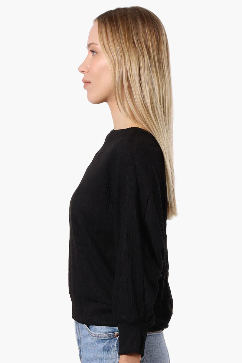 International INC Company Ribbed Button Back Detail Pullover Sweater - Black sold by Fairweather product image thumbnail 2