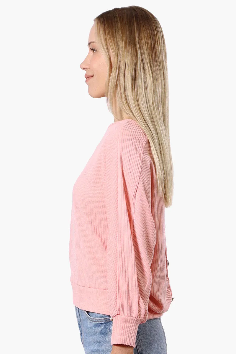 International INC Company Ribbed Button Back Detail Pullover Sweater - Pink sold by Fairweather product image thumbnail 2