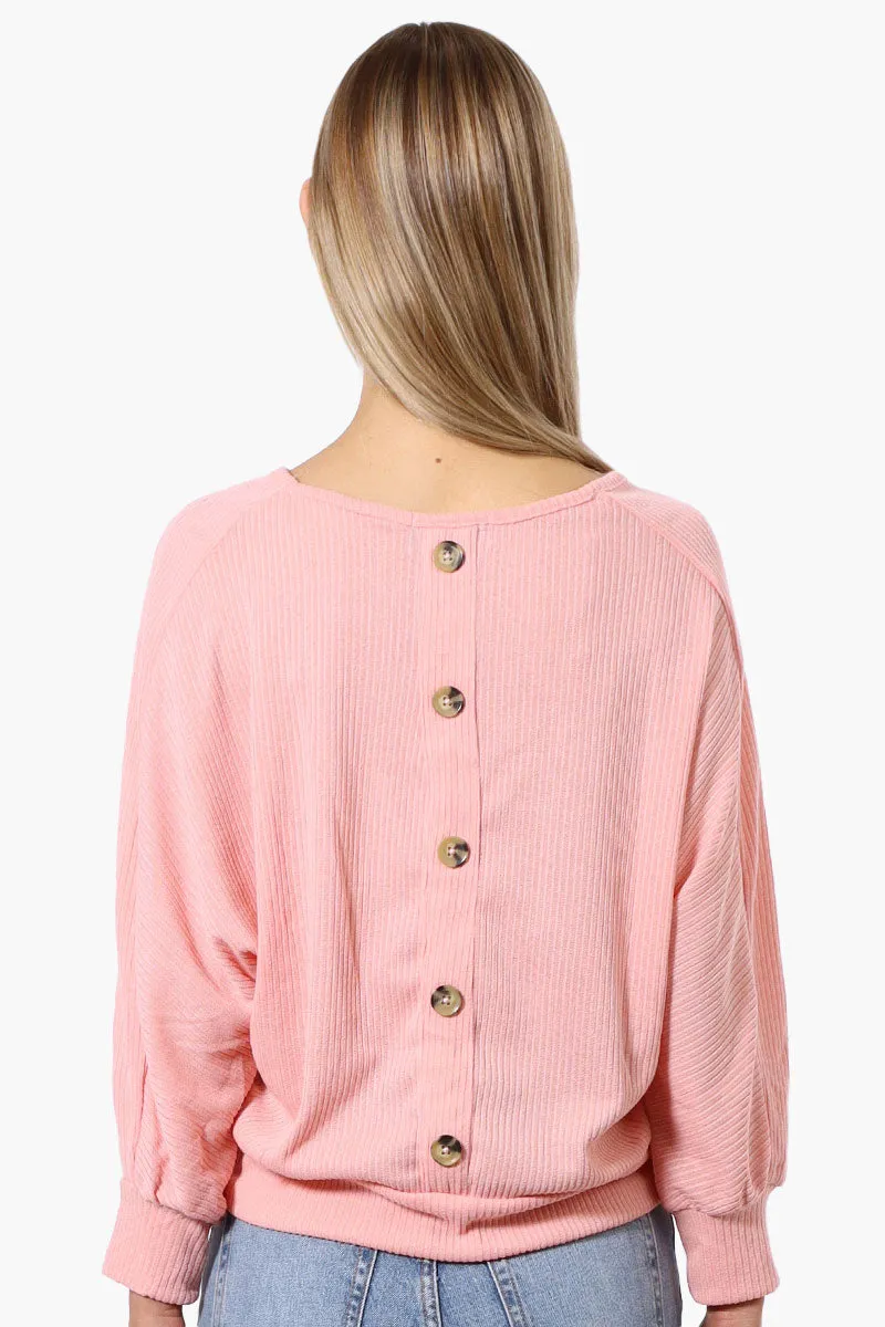 International INC Company Ribbed Button Back Detail Pullover Sweater - Pink sold by Fairweather product image thumbnail 3