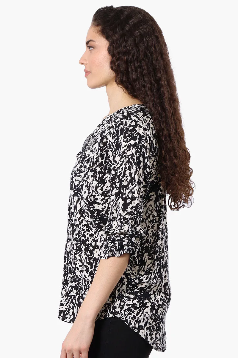 Beechers Brook Patterned Roll Up Sleeve Blouse - White sold by Fairweather product image thumbnail 2