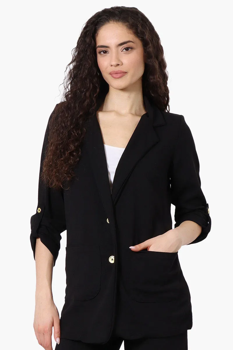 Majora Roll Up Sleeve Two Button Blazer - Black sold by Fairweather