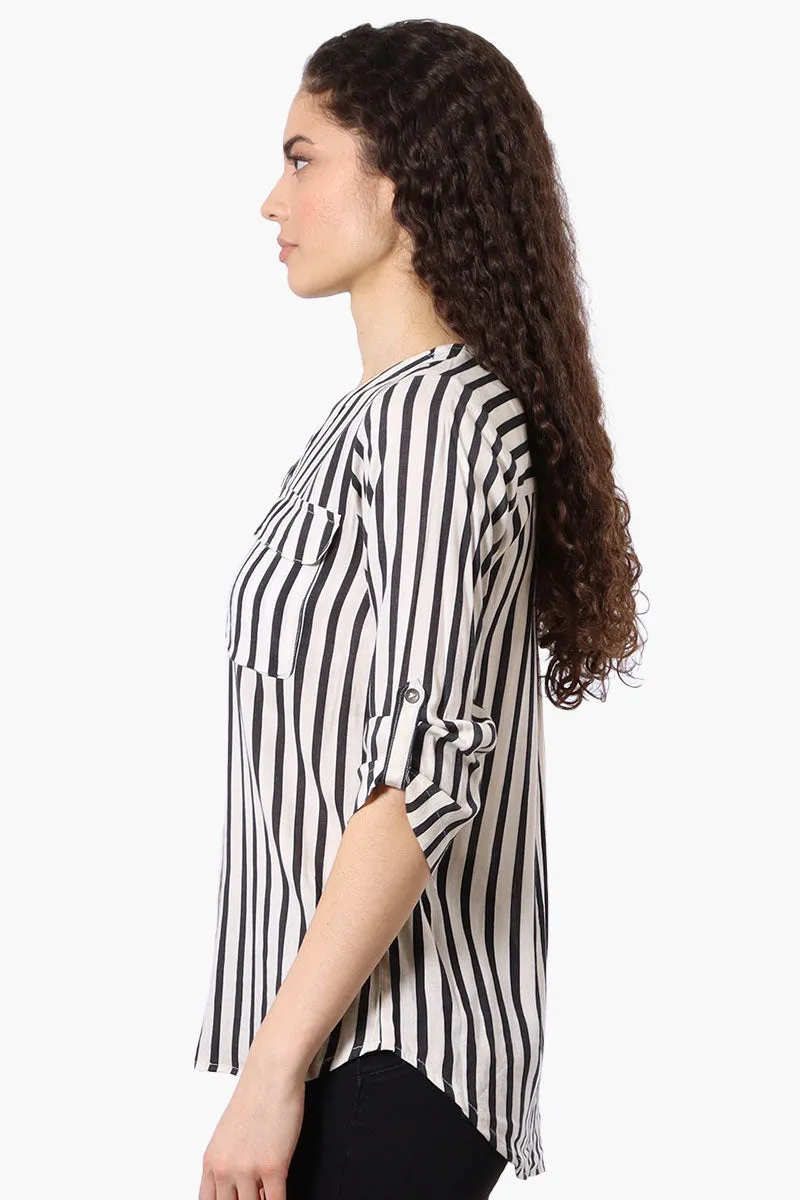 Beechers Brook Striped Roll Up Sleeve Blouse - White sold by Fairweather product image thumbnail 2