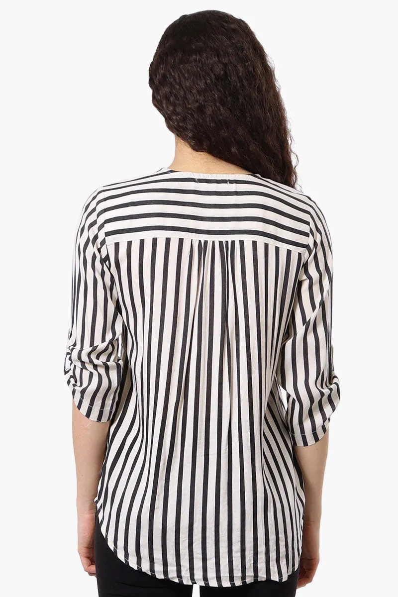 Beechers Brook Striped Roll Up Sleeve Blouse - White sold by Fairweather product image thumbnail 3