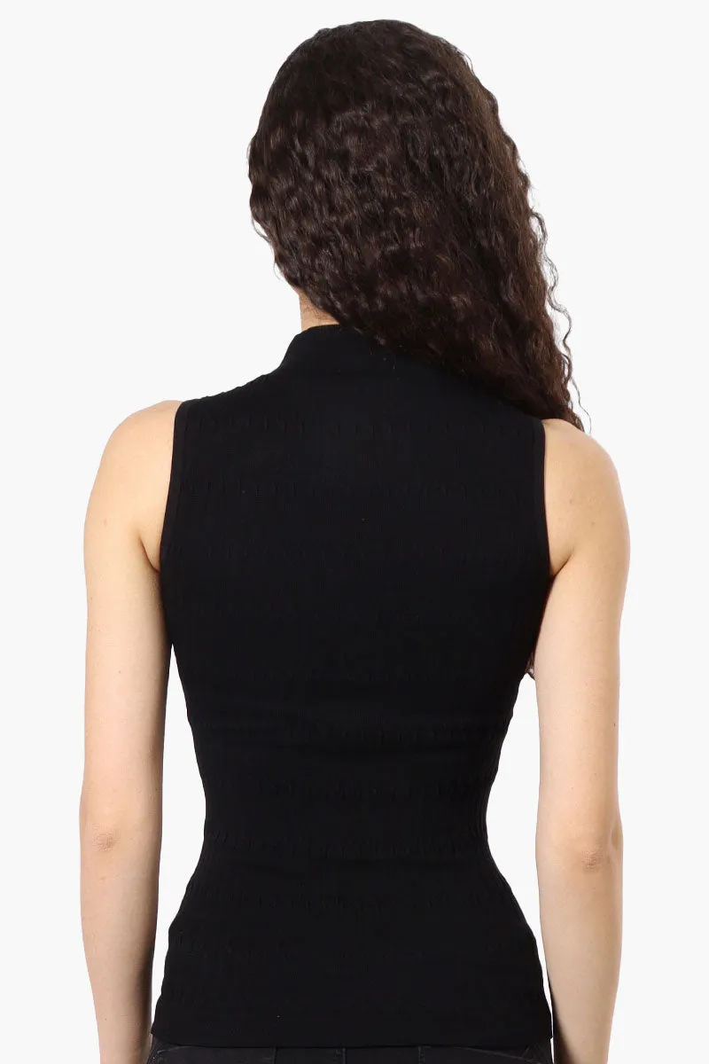 Magazine Ribbed Sleeveless Mock Neck Tank Top - Black sold by Fairweather product image thumbnail 3