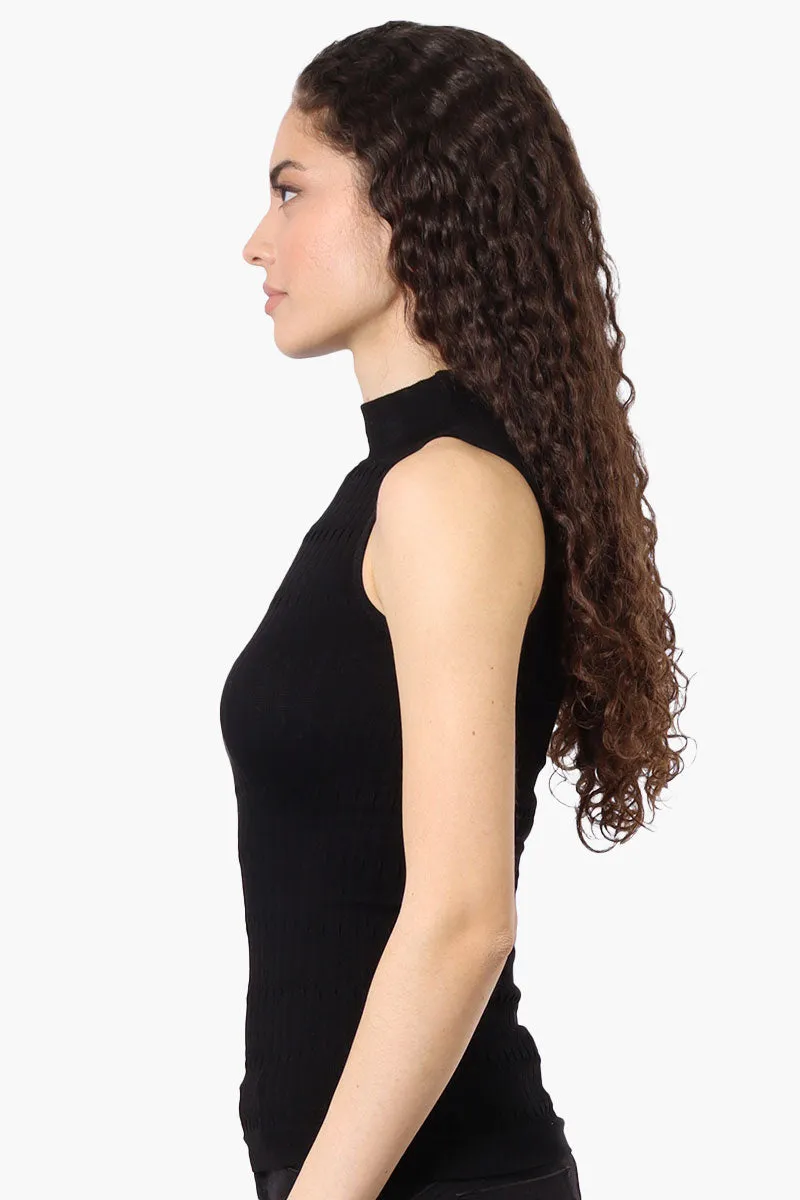 Magazine Ribbed Sleeveless Mock Neck Tank Top - Black sold by Fairweather product image thumbnail 2