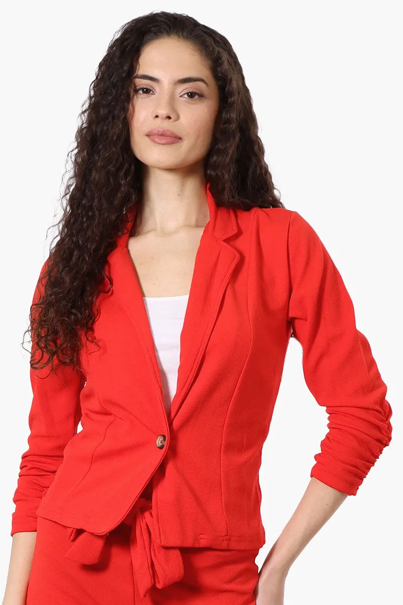 Majora Cinched Sleeve Single Button Blazer - Red sold by Fairweather