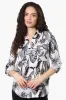 Beechers Brook Leaf Pattern Roll Up Sleeve Blouse - White sold by Fairweather