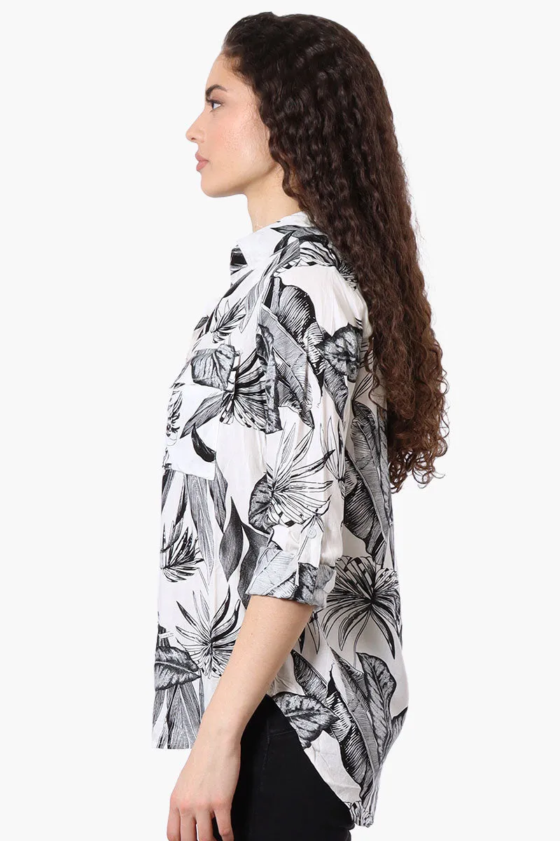 Beechers Brook Leaf Pattern Roll Up Sleeve Blouse - White sold by Fairweather product image thumbnail 2