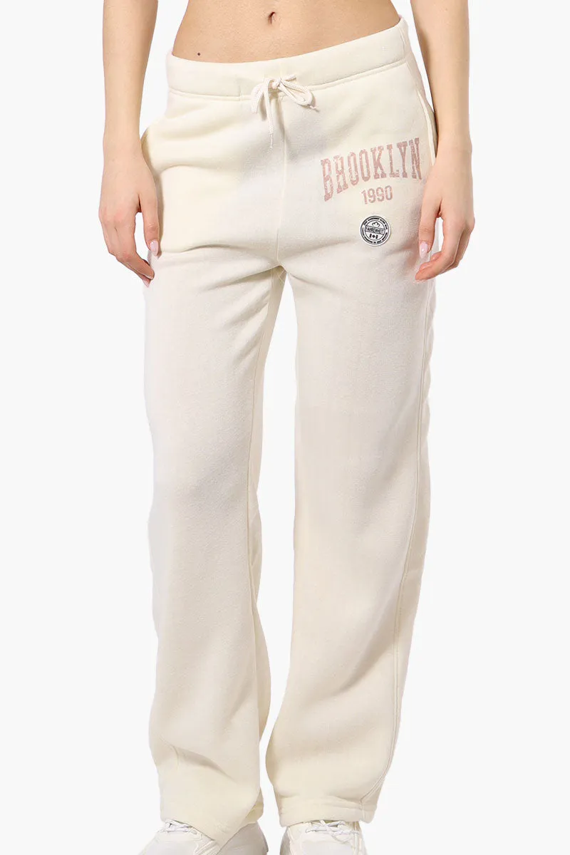 Fahrenheit Brooklyn Print Fleece Sweatpants - Cream sold by Fairweather