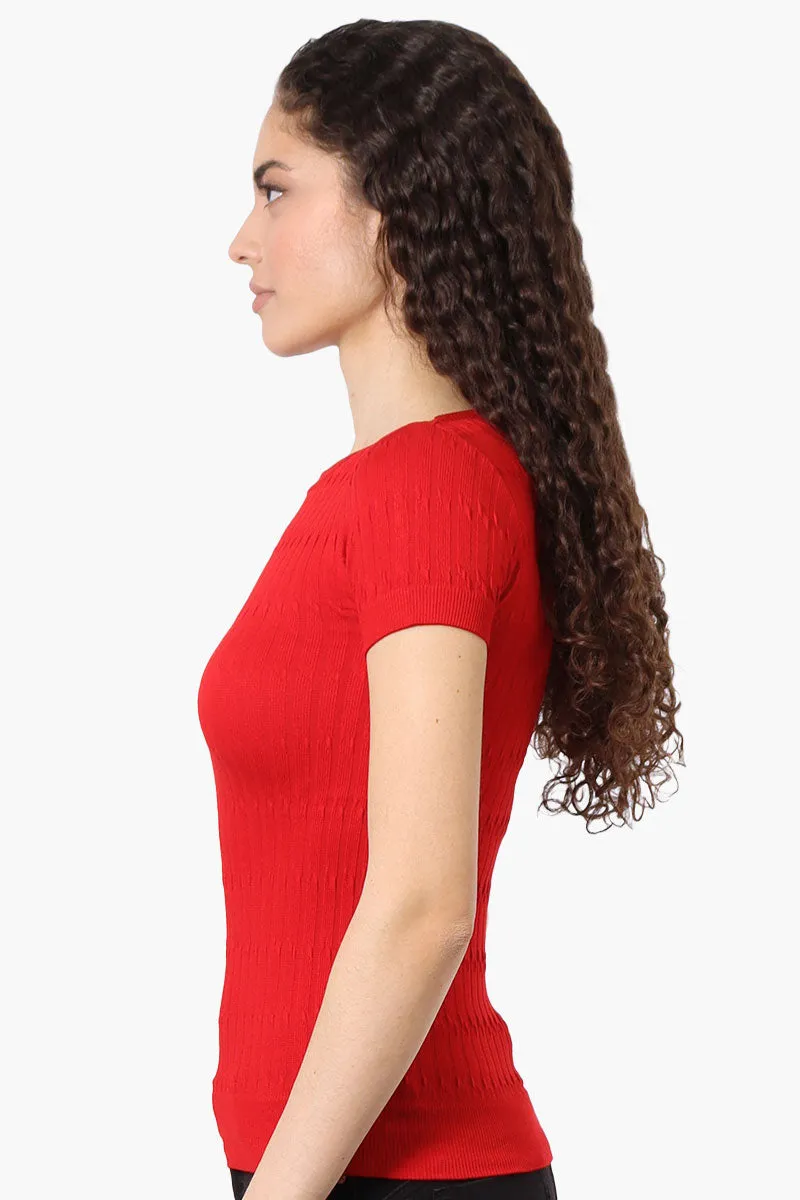 Magazine Ribbed Crew Neck Tee - Red sold by Fairweather product image thumbnail 2