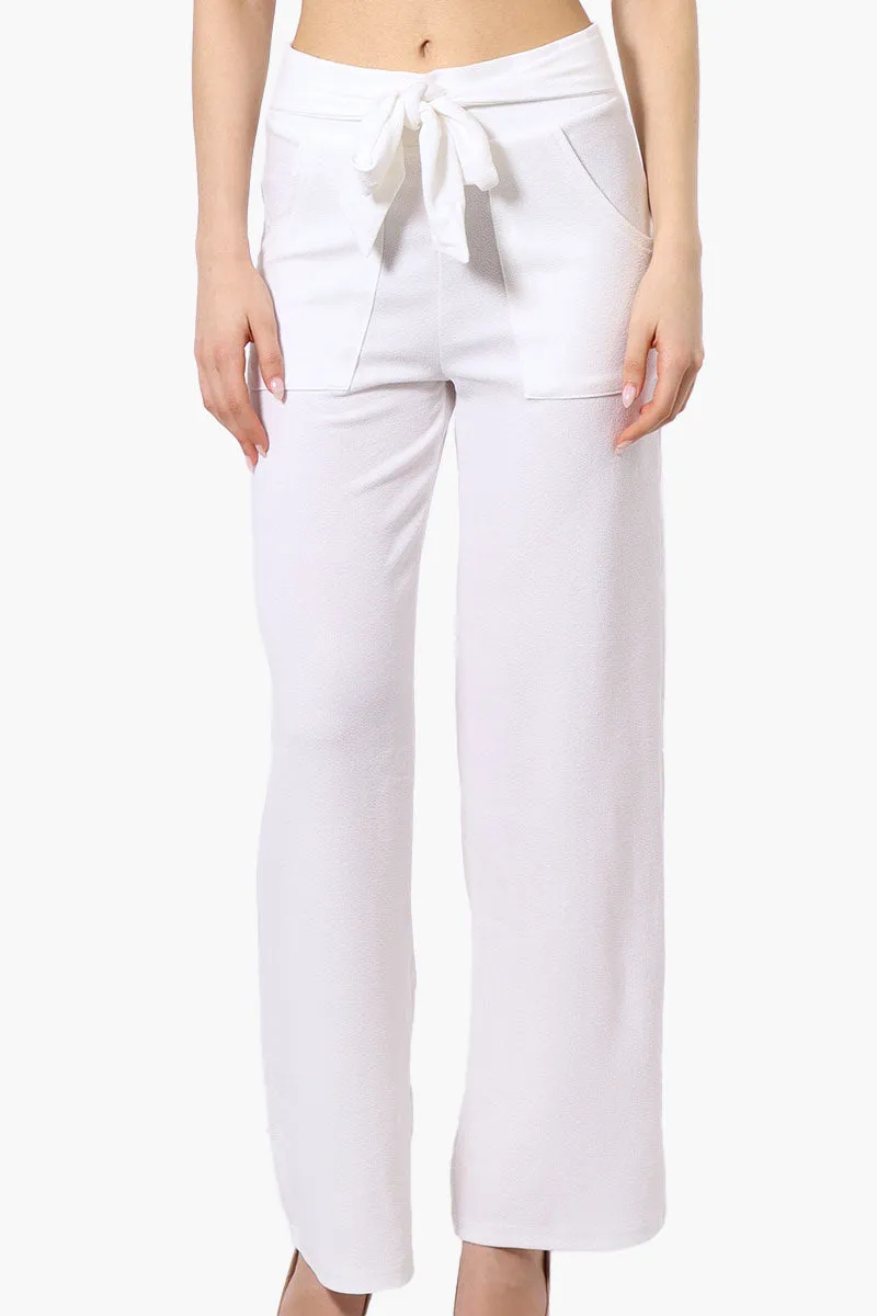Majora Solid Large Pocket Belted Pants - White sold by Fairweather