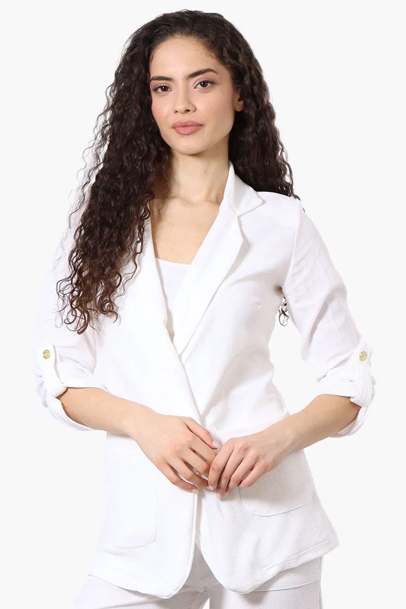 Majora Roll Up Sleeve Two Button Blazer - White sold by Fairweather