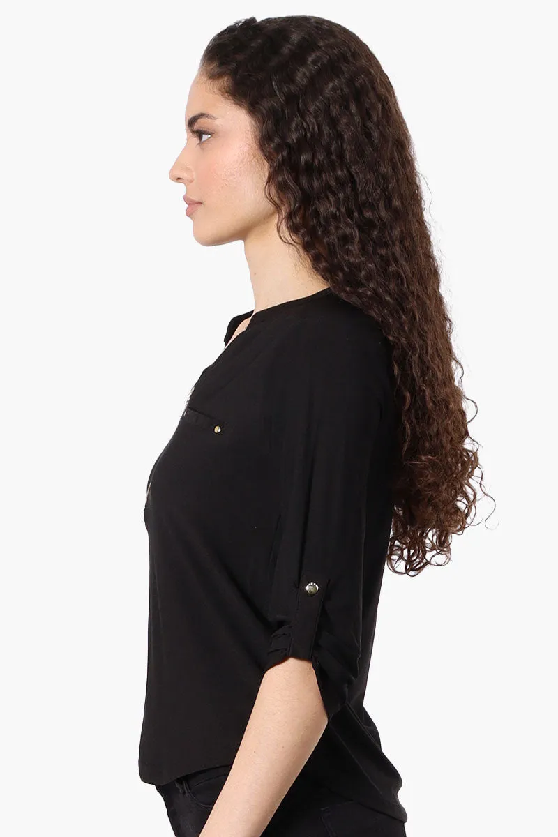 Beechers Brook Solid 1/4 Zip Roll Up Sleeve Shirt - Black sold by Fairweather product image thumbnail 2