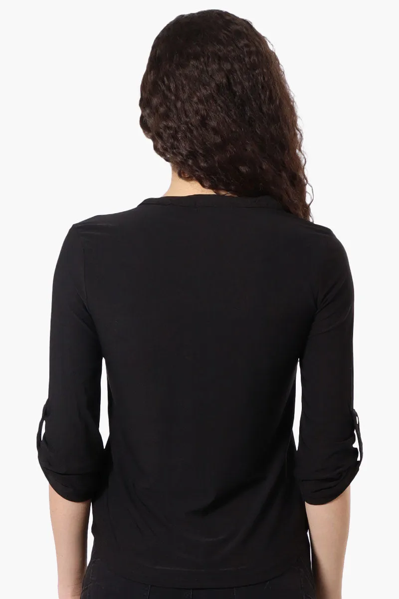 Beechers Brook Solid 1/4 Zip Roll Up Sleeve Shirt - Black sold by Fairweather product image thumbnail 3