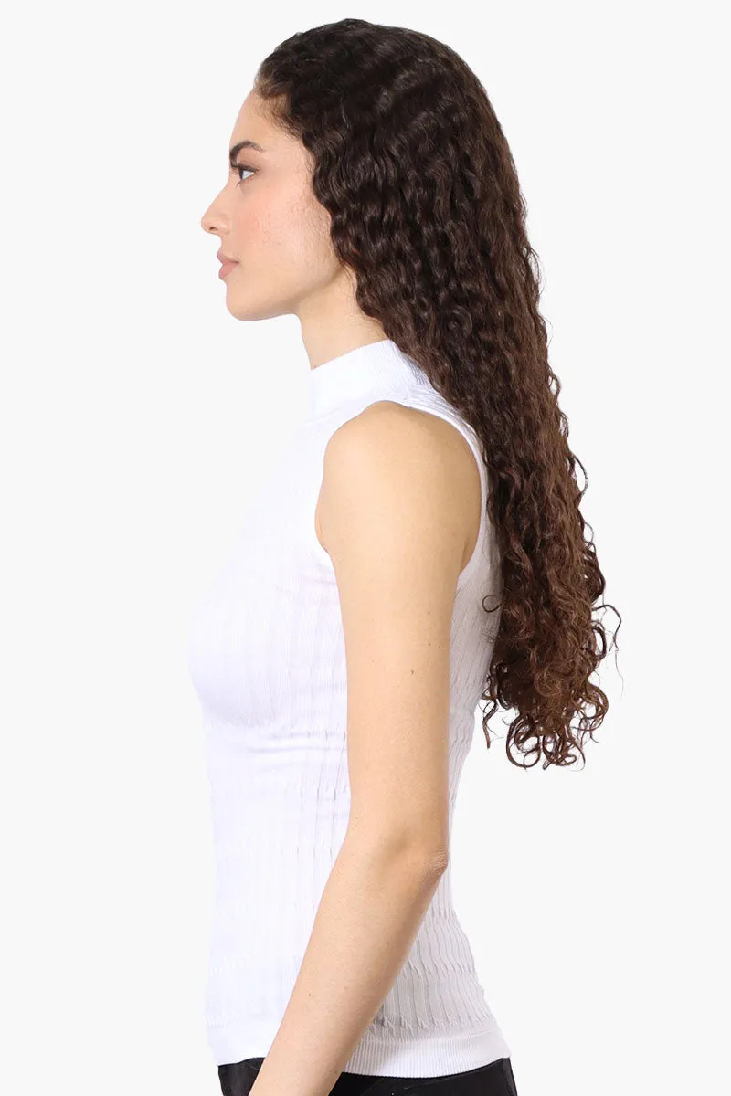Magazine Ribbed Sleeveless Mock Neck Tank Top - White sold by Fairweather product image thumbnail 2