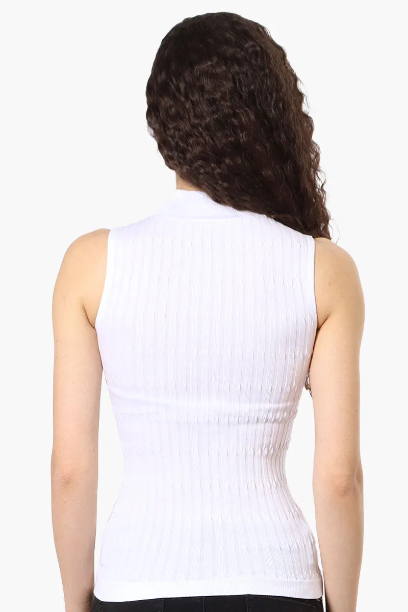 Magazine Ribbed Sleeveless Mock Neck Tank Top - White sold by Fairweather product image thumbnail 3